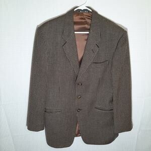 Arlotta 43R Blazer Made in Italy Brown Gray Check Wool Cashmere Sport Coat